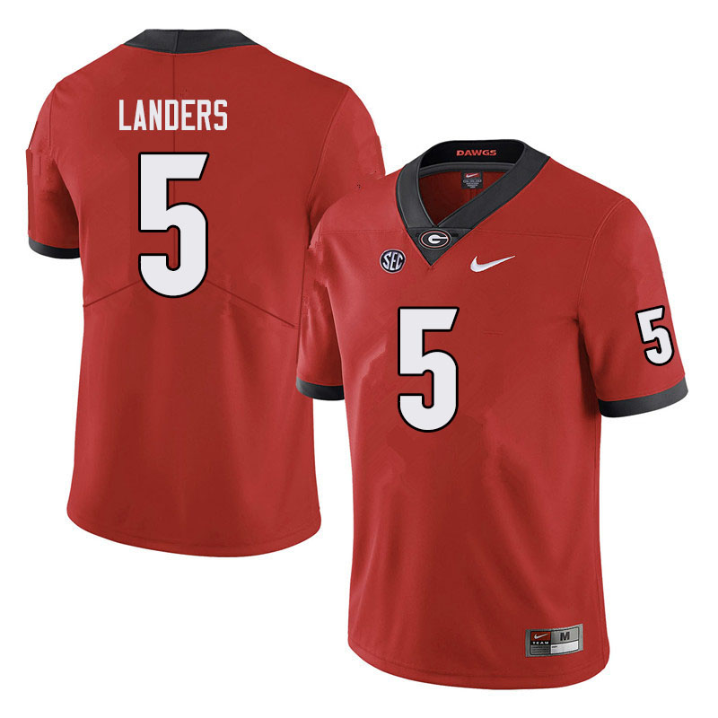 Men #5 Matt Landers Georgia Bulldogs College Football Jerseys Sale-Black